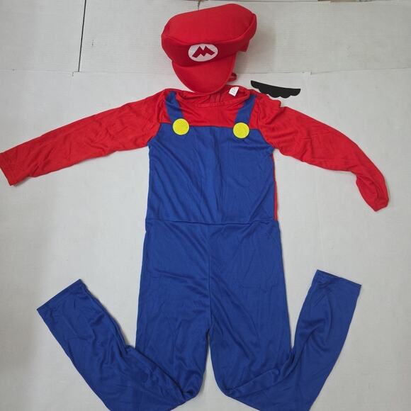 Super Mario Bros Mario Costume Halloween Boys Sz L NWOT - Picture 3 of 4